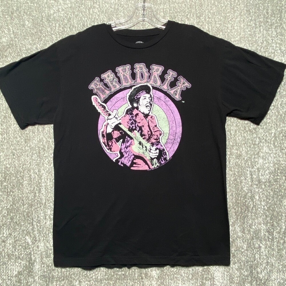 Authentic Hendrix Graphic T-Shirt 100% Cotton XL Black Rock‎ Band Tee